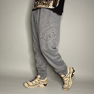 Vintage Y2K Ecko Joggers Mens 3XL Grey Cotton Sweatpants White Black Large Logo